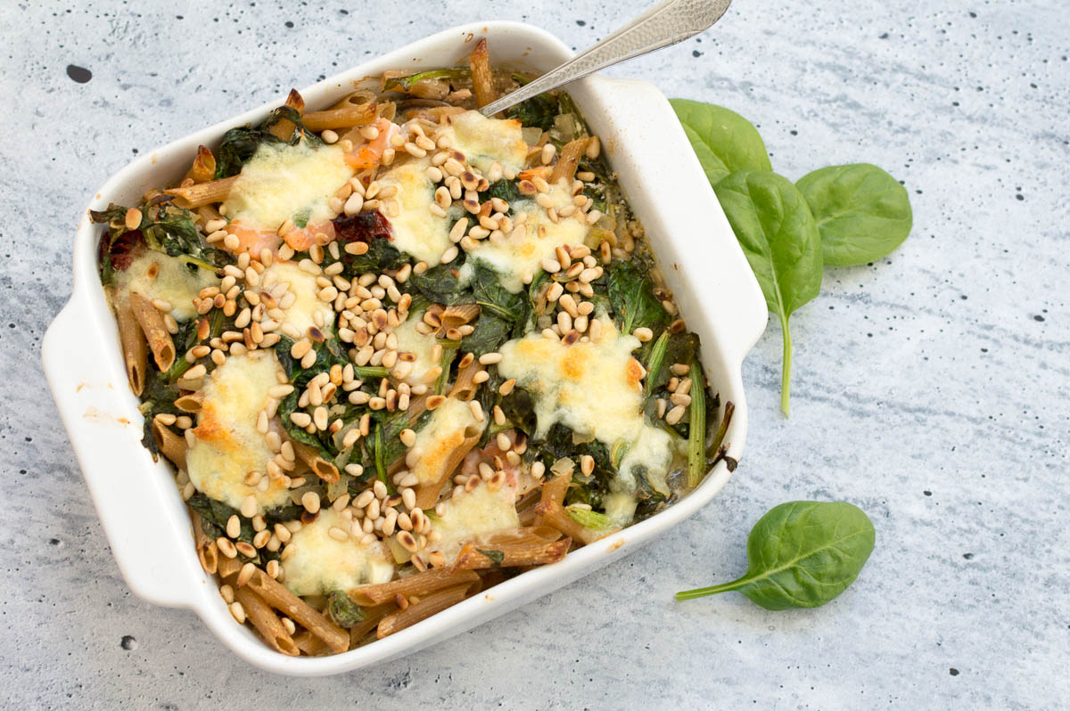 Pasta Ovenschotel Met Spinazie En Gerookte Zalm De Wereld Op Je Bord